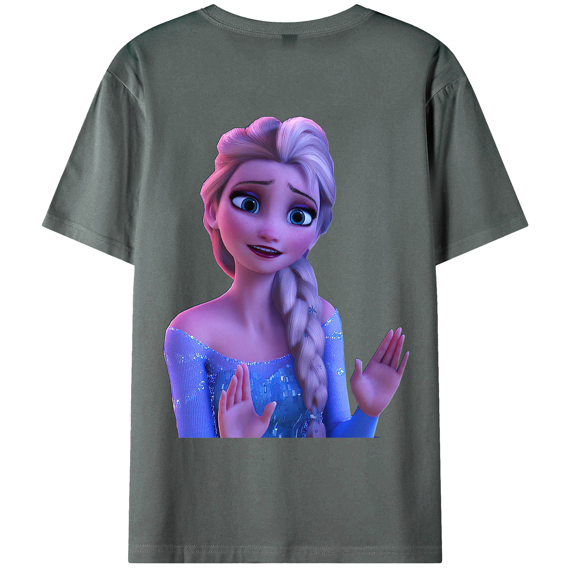（画像用） アナと雪の女王 アンナ エルサ Frozen Anna Elsa 綿100％ メンズ半袖Tシャツ（バックプリント） 通気性